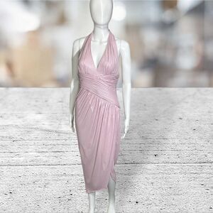 Aidan Mattox Metallic Pink Halter Dress